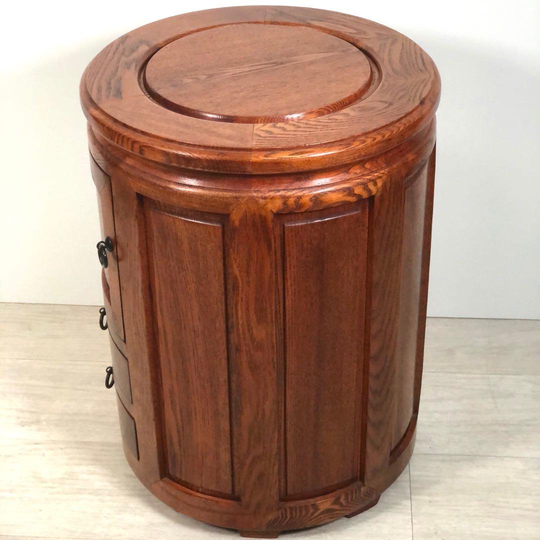李朝家具　丸型テーブル　丸型チェスト　収納　小物入れ