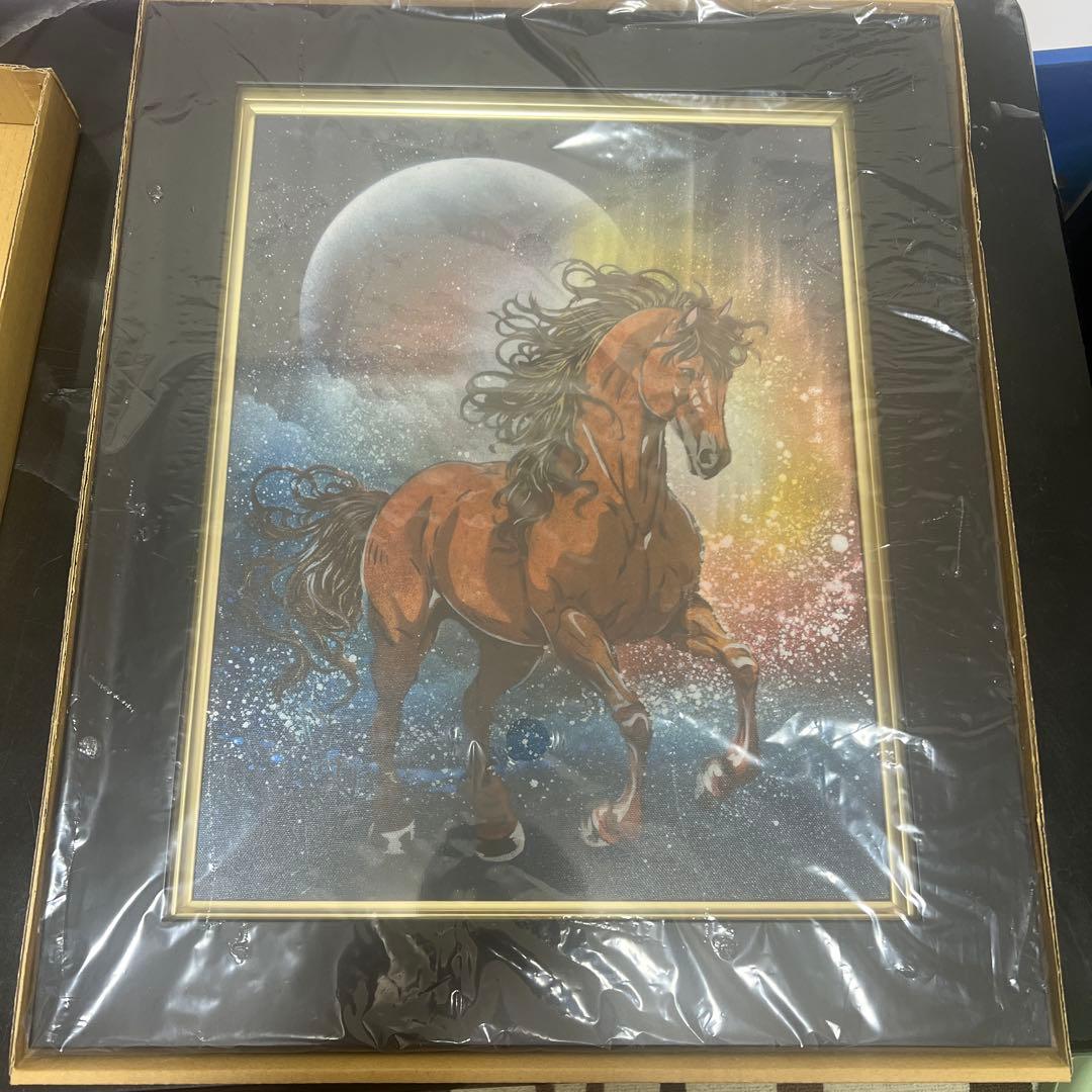 スプレーアートエデン 入手困難 原画馬キャンパスサイズ額付 今年の
