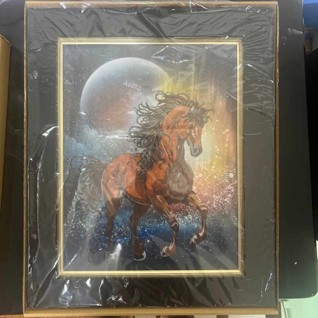 スプレーアートエデン 入手困難 原画馬キャンパスサイズ額付 今年の