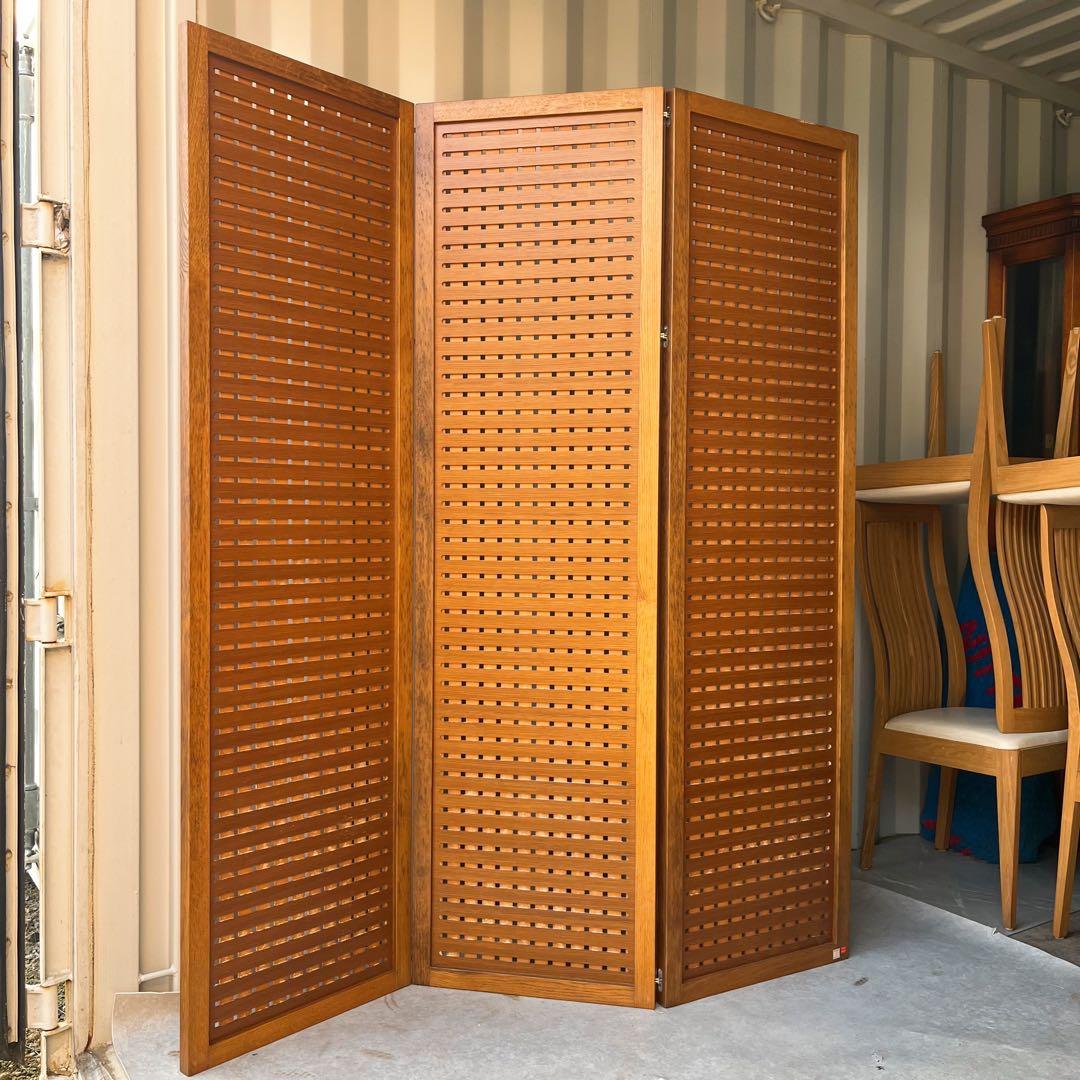 取付無料！カンディハウス 北欧風天然木折り畳み式3連パーテーション ✨