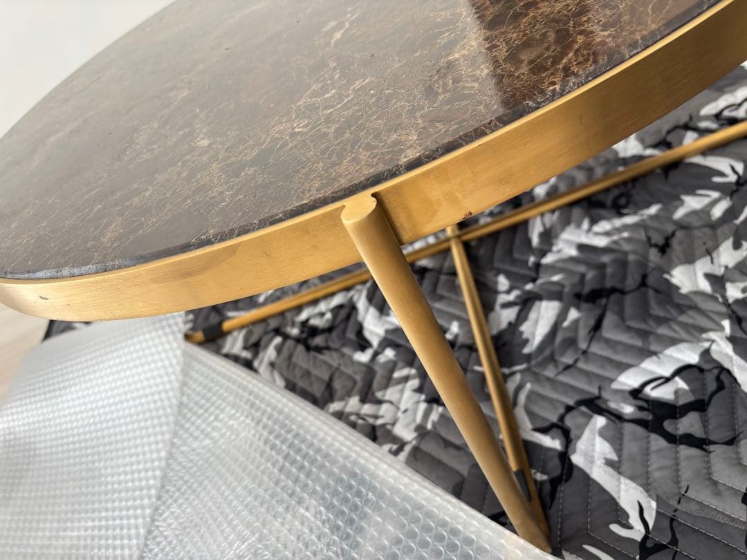 特価！クラッシュゲート 大理石 円形テーブル ローテーブル