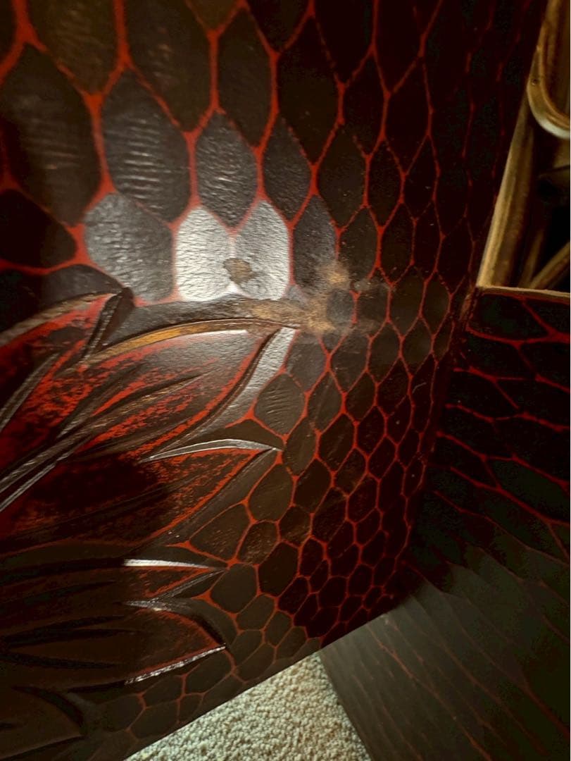 引取限定　伝統工芸品　 鎌倉彫　三面鏡　姿見　 全身鏡 ミラー 昭和レトロ