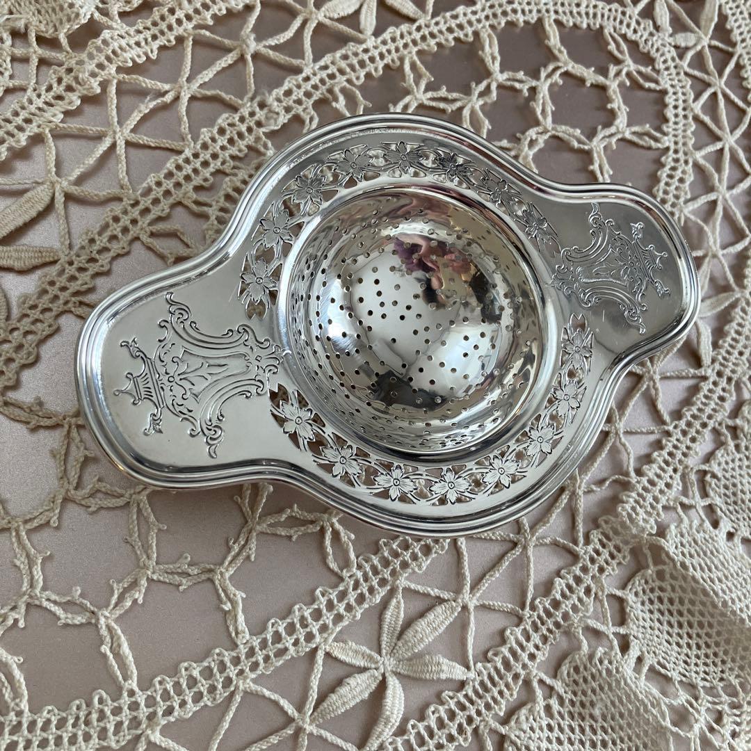 アメリカ製　アンティーク　純銀ピアス細工ティーストレーナー