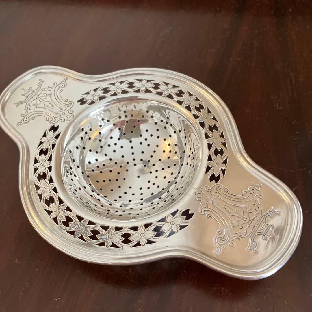 アメリカ製　アンティーク　純銀ピアス細工ティーストレーナー