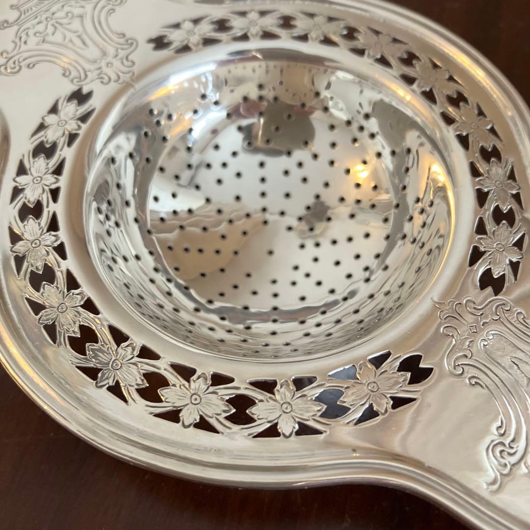 アメリカ製　アンティーク　純銀ピアス細工ティーストレーナー