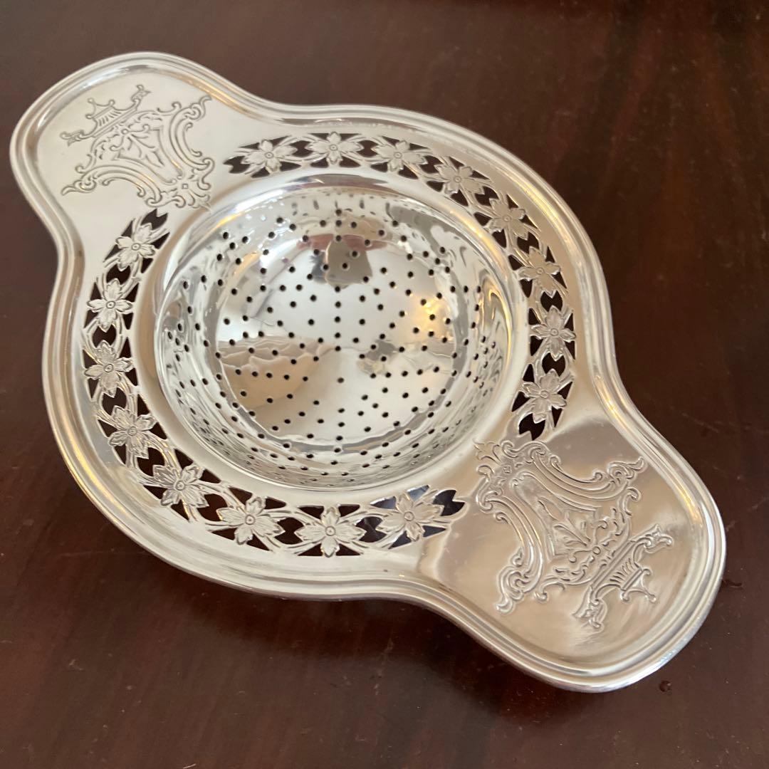 アメリカ製　アンティーク　純銀ピアス細工ティーストレーナー