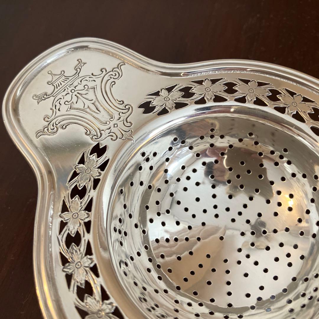 アメリカ製　アンティーク　純銀ピアス細工ティーストレーナー