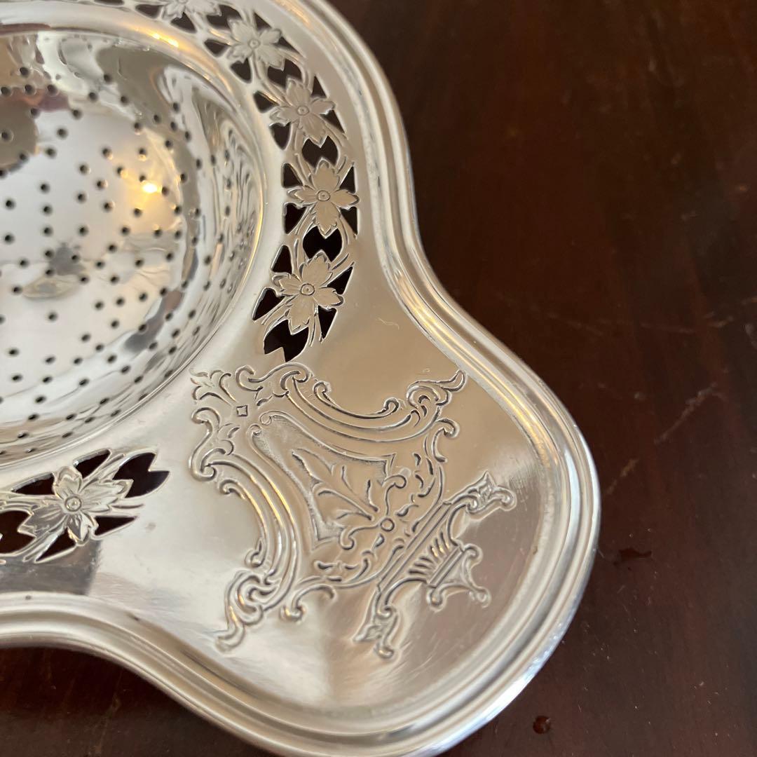 アメリカ製　アンティーク　純銀ピアス細工ティーストレーナー