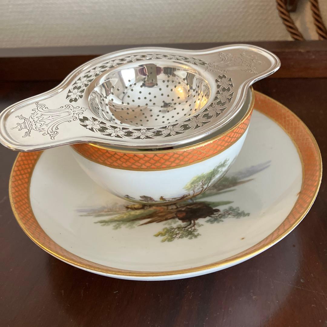 アメリカ製　アンティーク　純銀ピアス細工ティーストレーナー