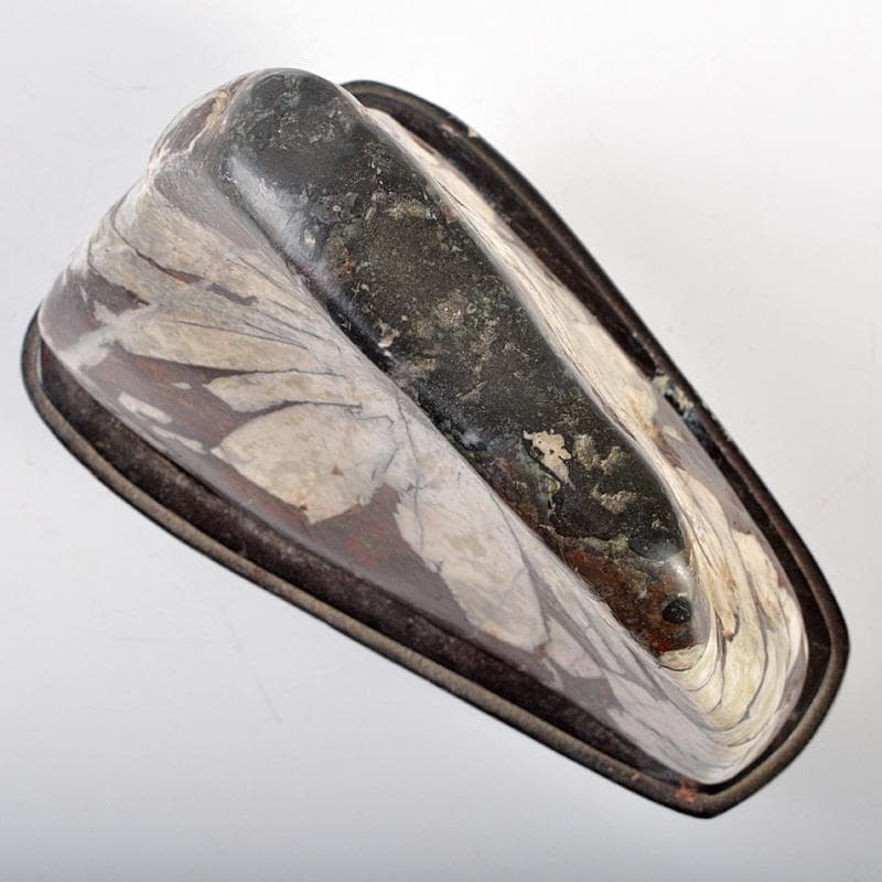 天然石　鑑賞石　菊花石　置物　重さ約1kg　唐木台付　古玩　V　R6655