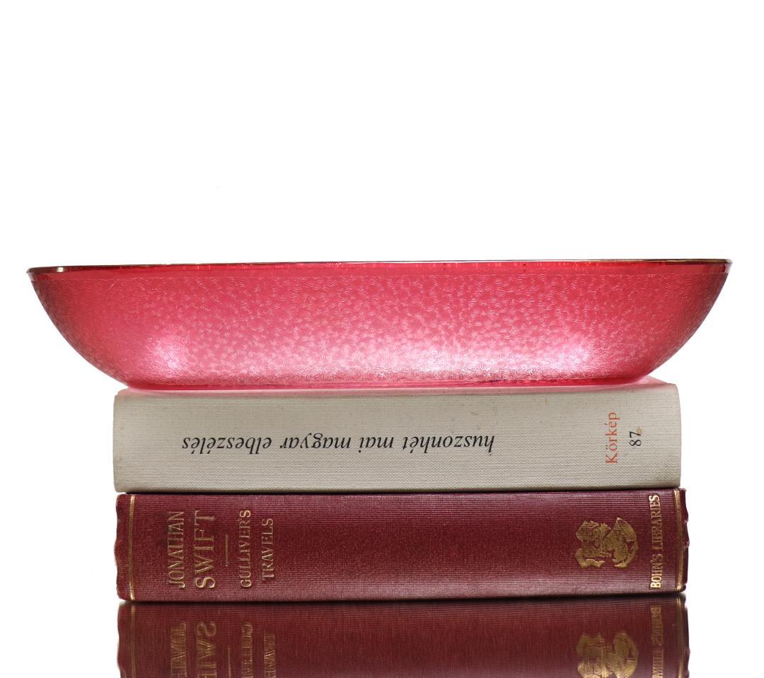 オールド・バカラ 最高級春海商店特注品 青海波模様 赤色被せ金彩舟形鉢 懐石料理