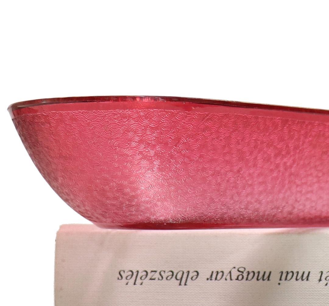 オールド・バカラ 最高級春海商店特注品 青海波模様 赤色被せ金彩舟形鉢 懐石料理