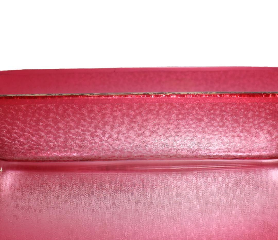 オールド・バカラ 最高級春海商店特注品 青海波模様 赤色被せ金彩舟形鉢 懐石料理