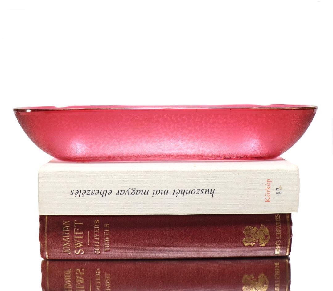 オールド・バカラ 最高級春海商店特注品 青海波模様 赤色被せ金彩舟形鉢 懐石料理