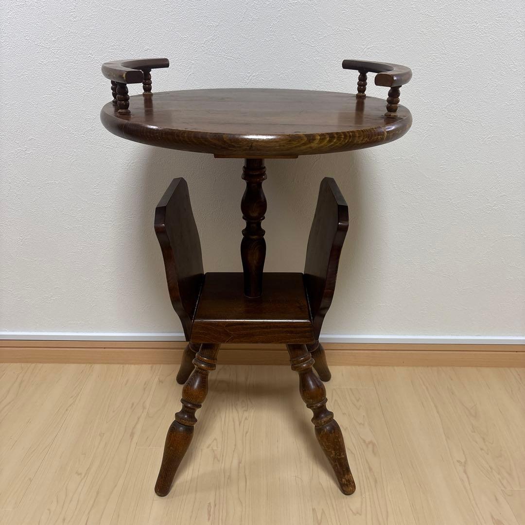 昭和レトロ 飛騨産業 キツツキ サイドテーブル コーヒーテーブル 丸テーブル