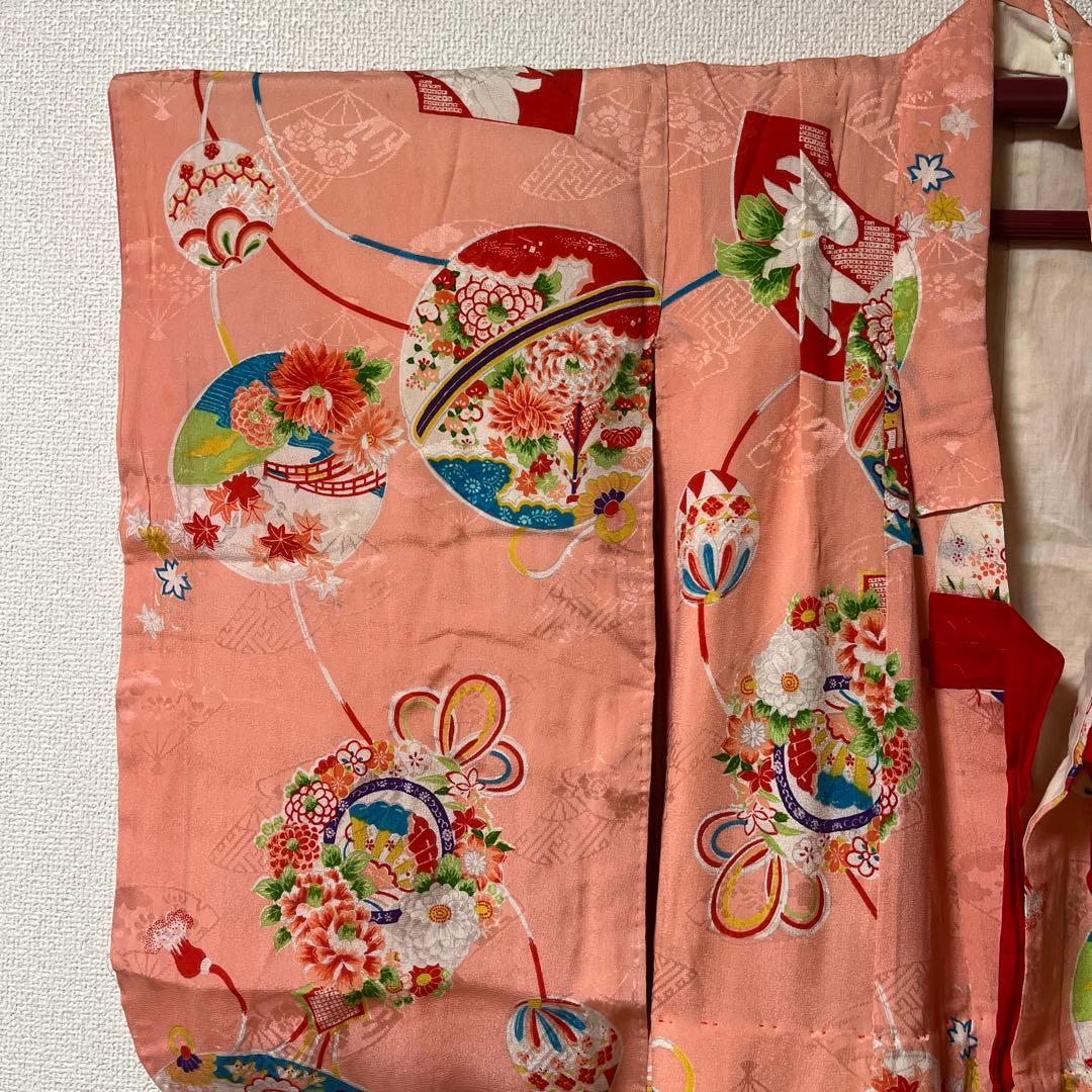 七五三　3歳　アンティーク　着物　ピンク　被布　正絹
