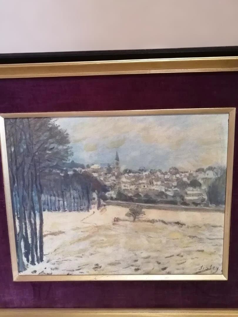 アルフレッド・シスレー「マルリー・ル・ロワの雪」油彩画プリント