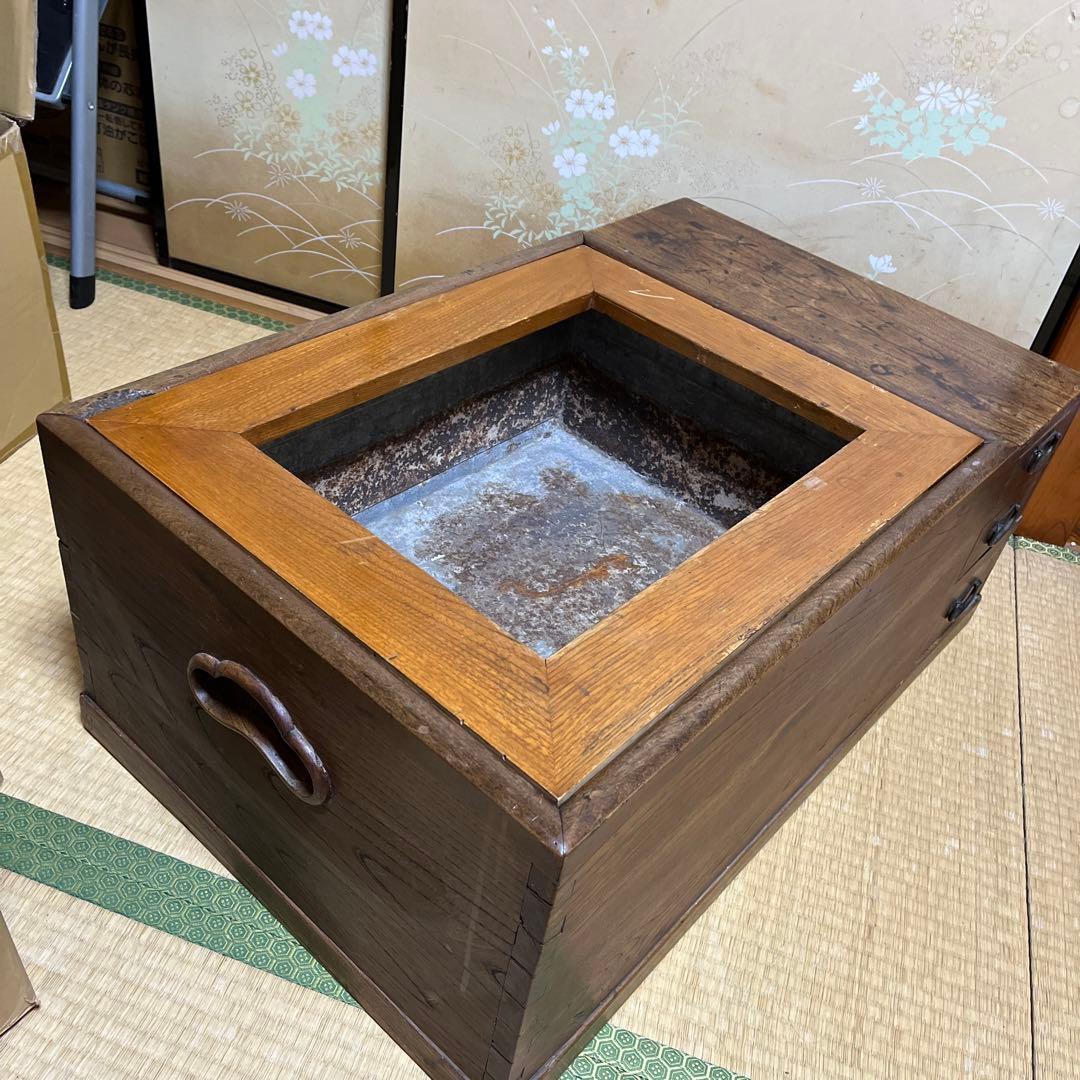 火鉢　木製　レトロ　長火鉢　引き出し　古民家　和骨董　キャンプ