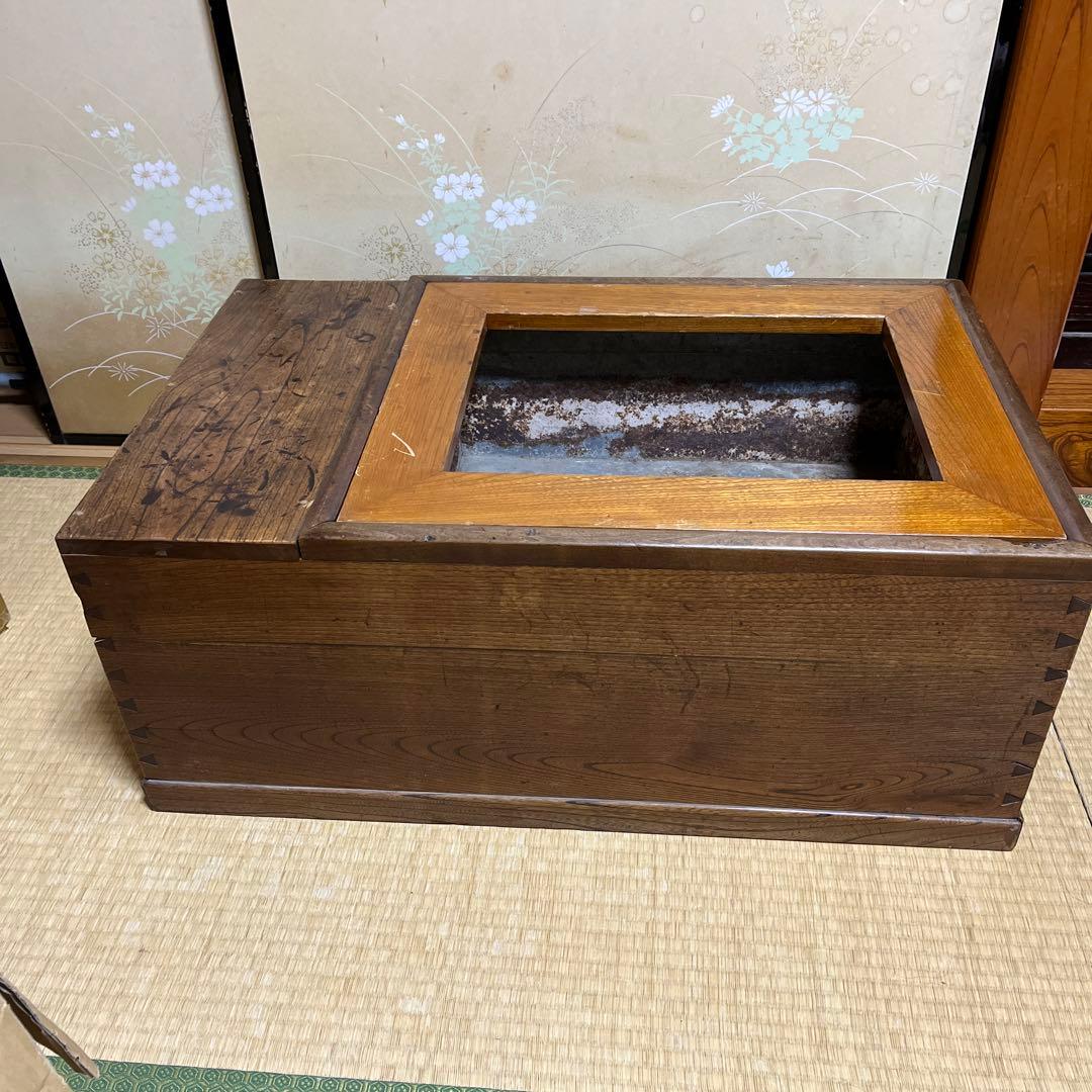 火鉢　木製　レトロ　長火鉢　引き出し　古民家　和骨董　キャンプ