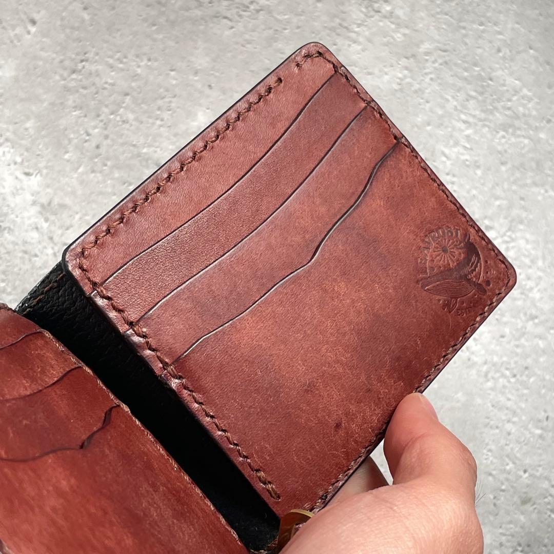 マネークリップ　イタリアンレザー　ツートン　牛革　札バサミ　真鍮