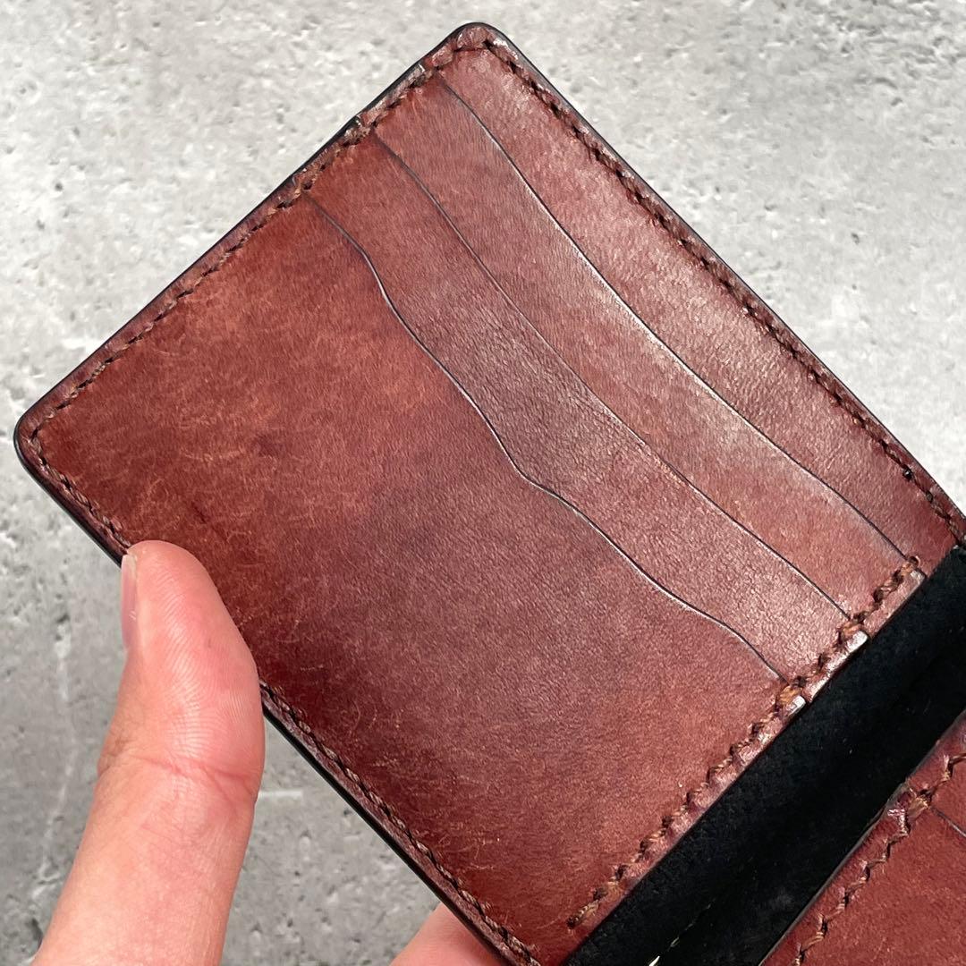 マネークリップ　イタリアンレザー　ツートン　牛革　札バサミ　真鍮