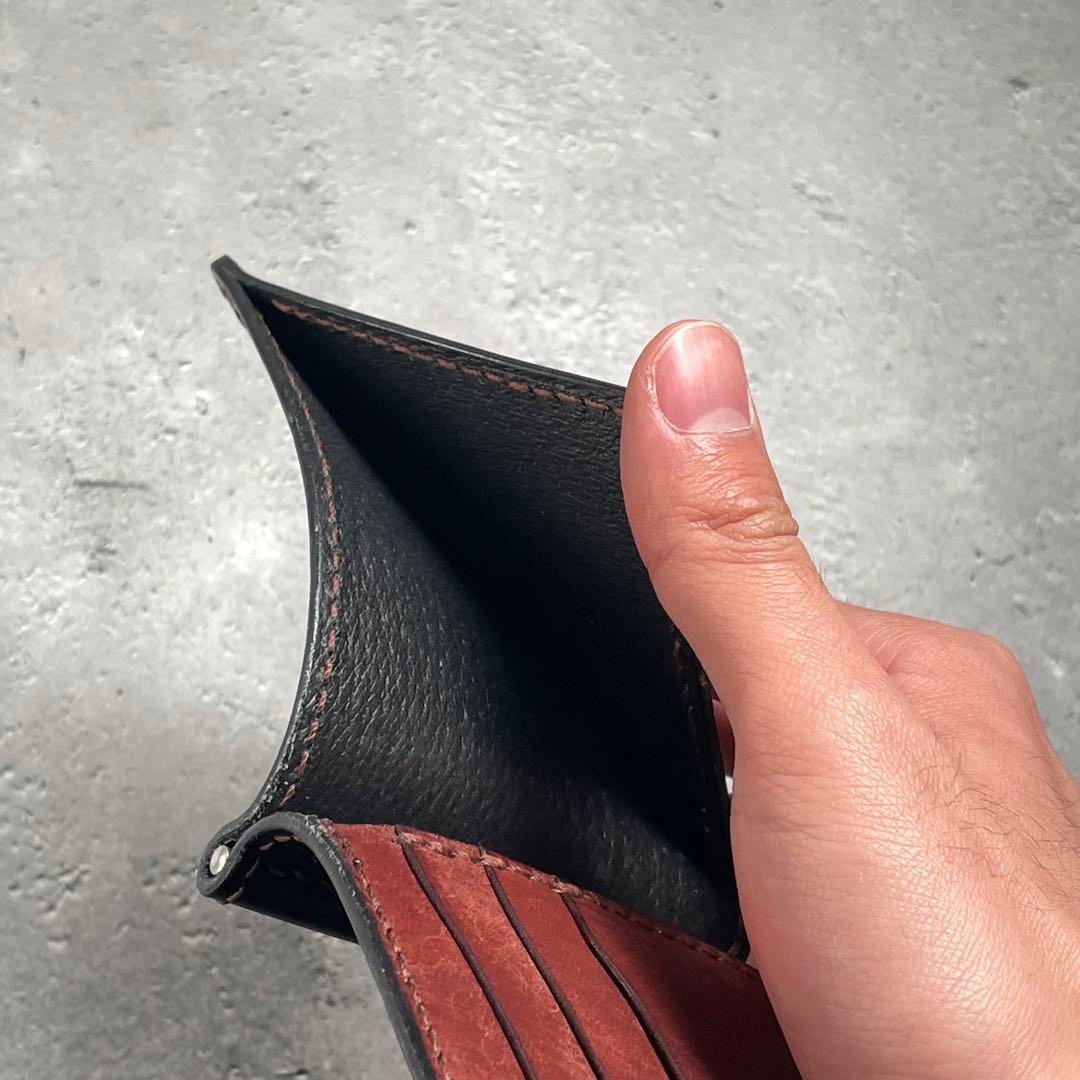 マネークリップ　イタリアンレザー　ツートン　牛革　札バサミ　真鍮