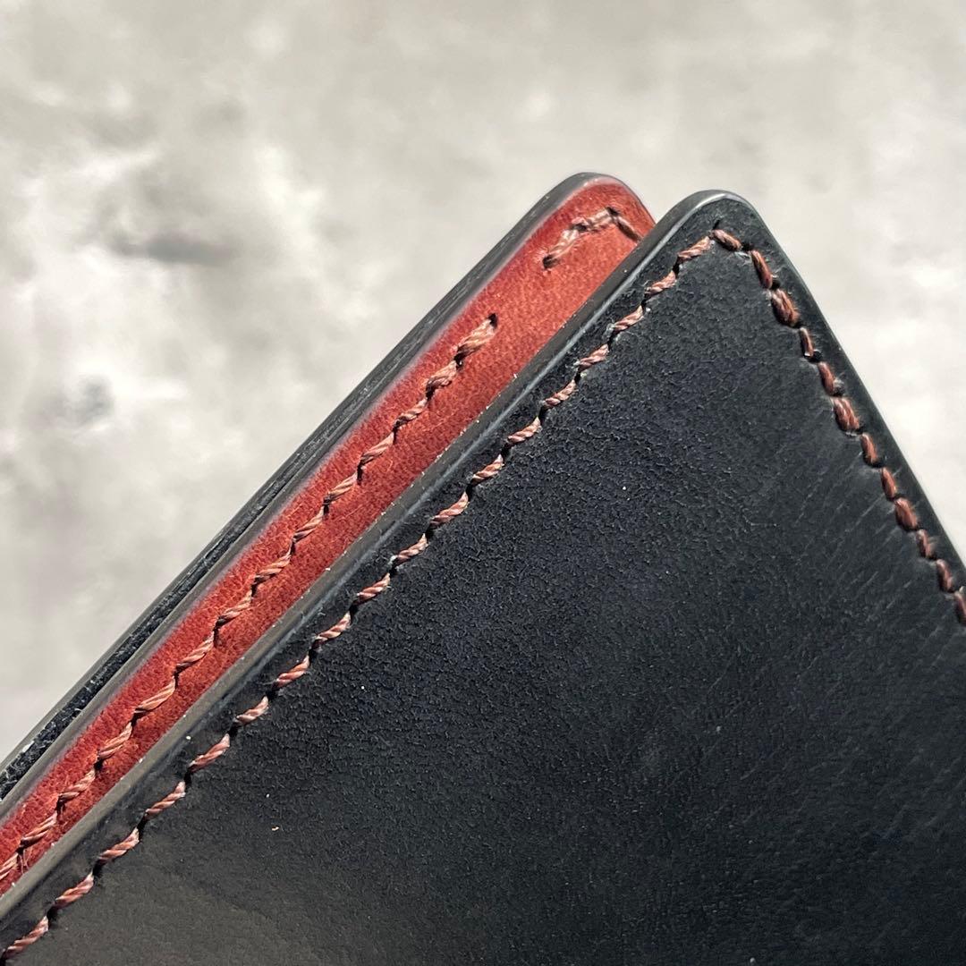 マネークリップ　イタリアンレザー　ツートン　牛革　札バサミ　真鍮