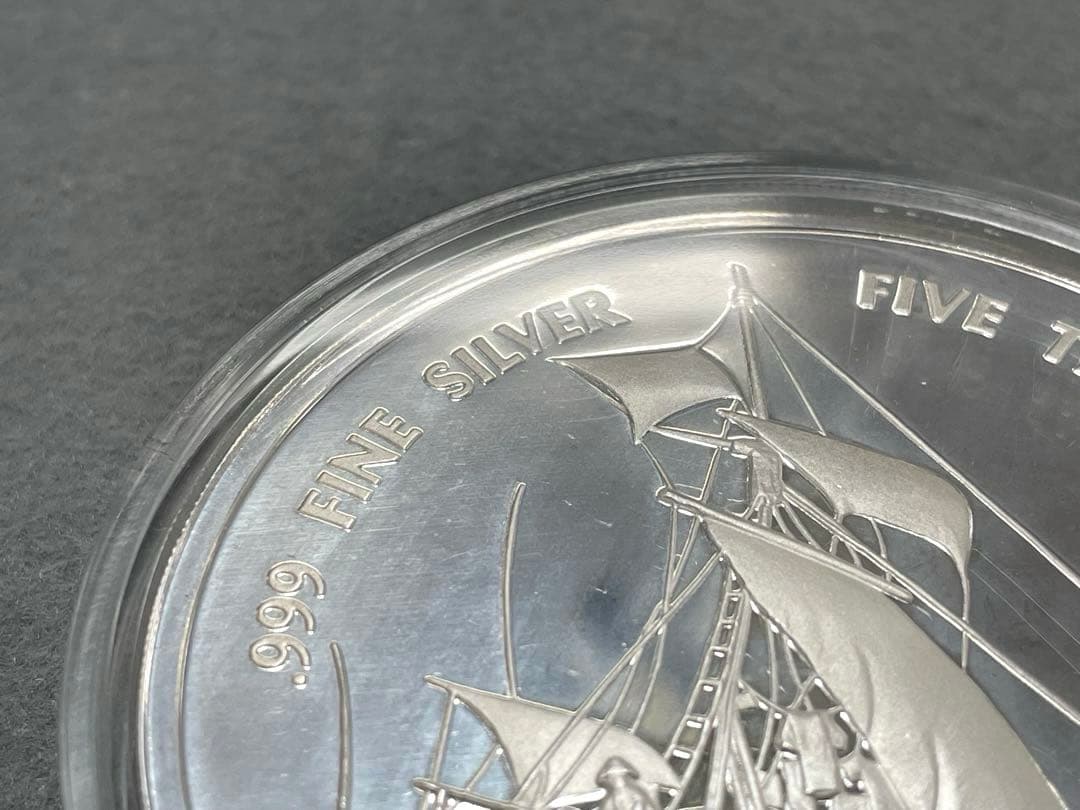 【超大型】1986年 西サモア コンティキ号 5オンス 銀貨 プルーフ 純銀