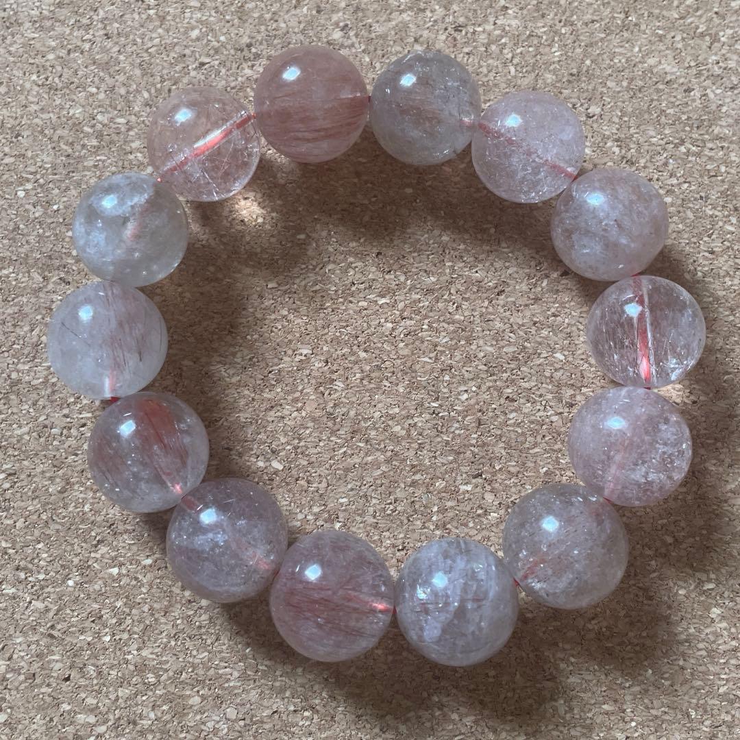 【大玉】レッドルチルクォーツ 15㎜ ブレスレット 17㎝ 天然石 新春セール中