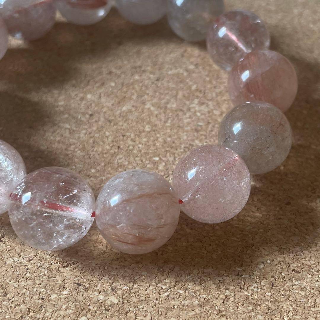 【大玉】レッドルチルクォーツ 15㎜ ブレスレット 17㎝ 天然石 新春セール中