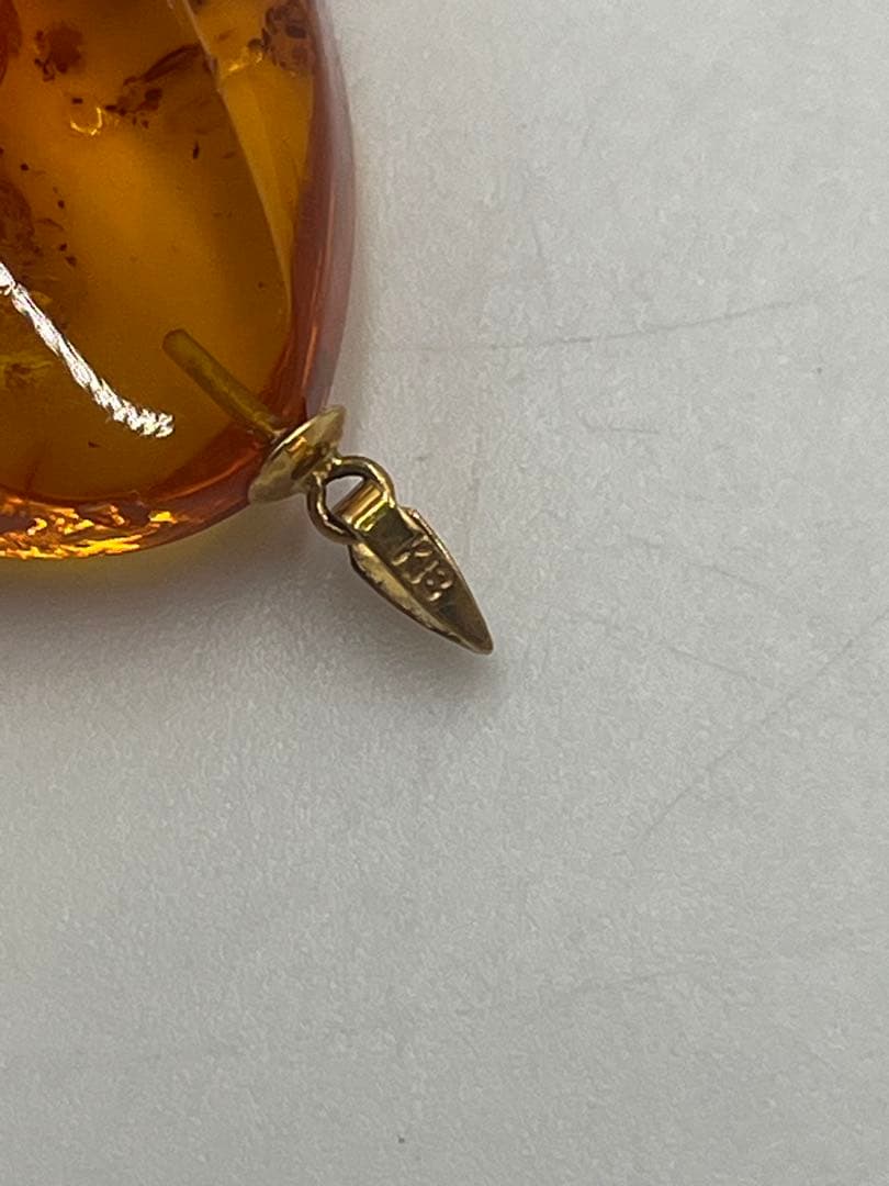 琥珀　ペンダントトップ　K18