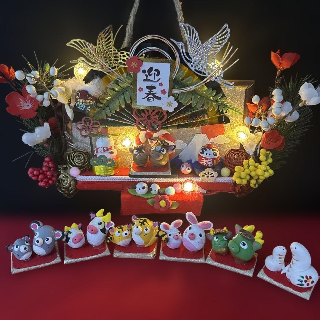 どんぐりアート♡2026年度お正月タペストリー風リース＆初春リース♡