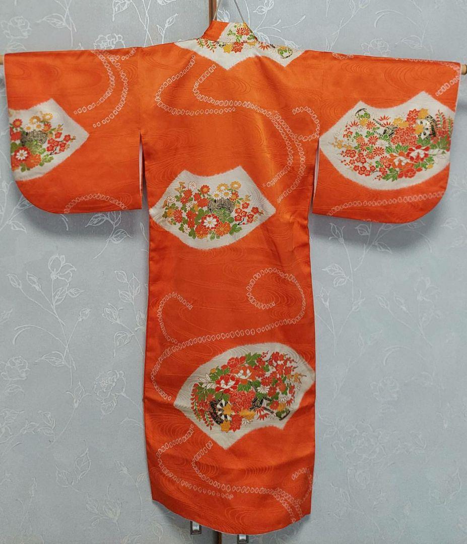 NA215アンティーク子供着物正絹お宮参り3歳着丈82センチ裄丈39センチ