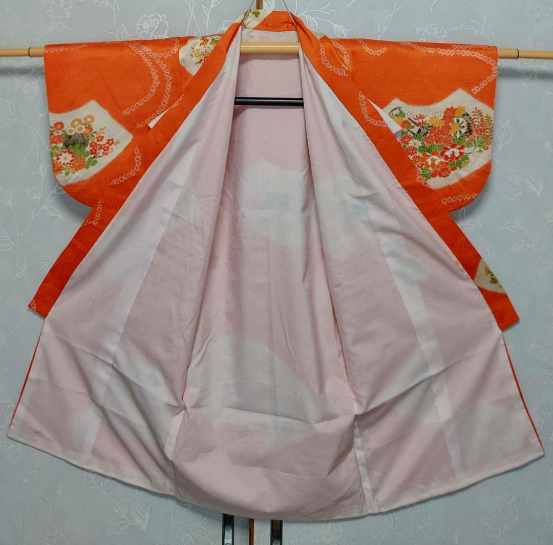 NA215アンティーク子供着物正絹お宮参り3歳着丈82センチ裄丈39センチ