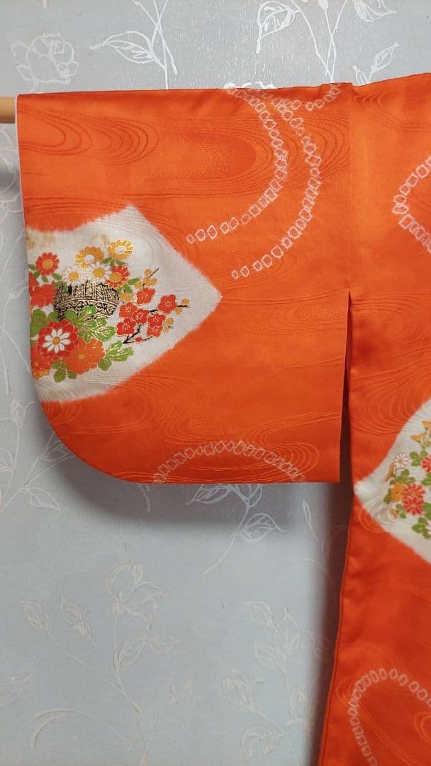 NA215アンティーク子供着物正絹お宮参り3歳着丈82センチ裄丈39センチ