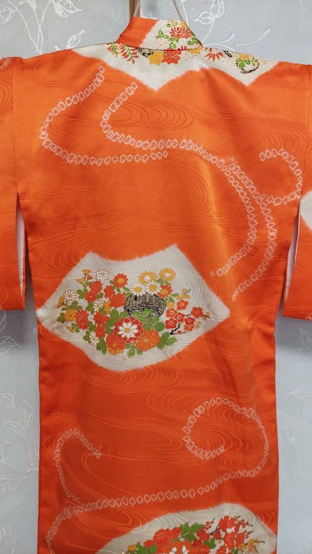 NA215アンティーク子供着物正絹お宮参り3歳着丈82センチ裄丈39センチ