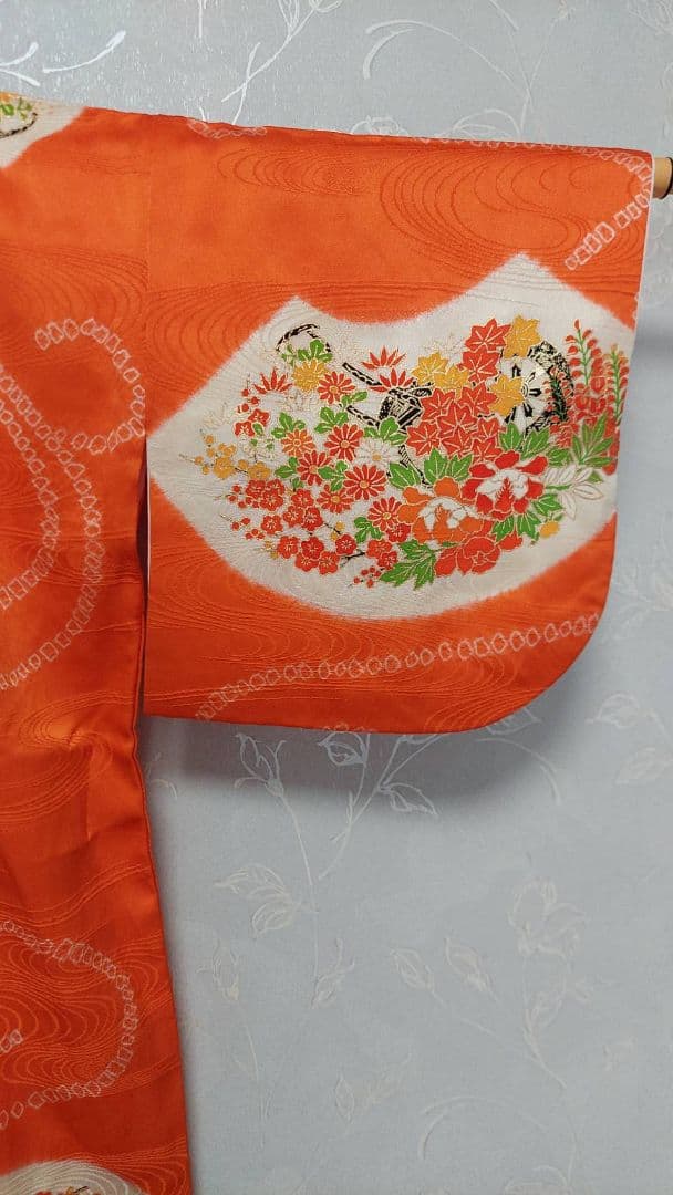 NA215アンティーク子供着物正絹お宮参り3歳着丈82センチ裄丈39センチ