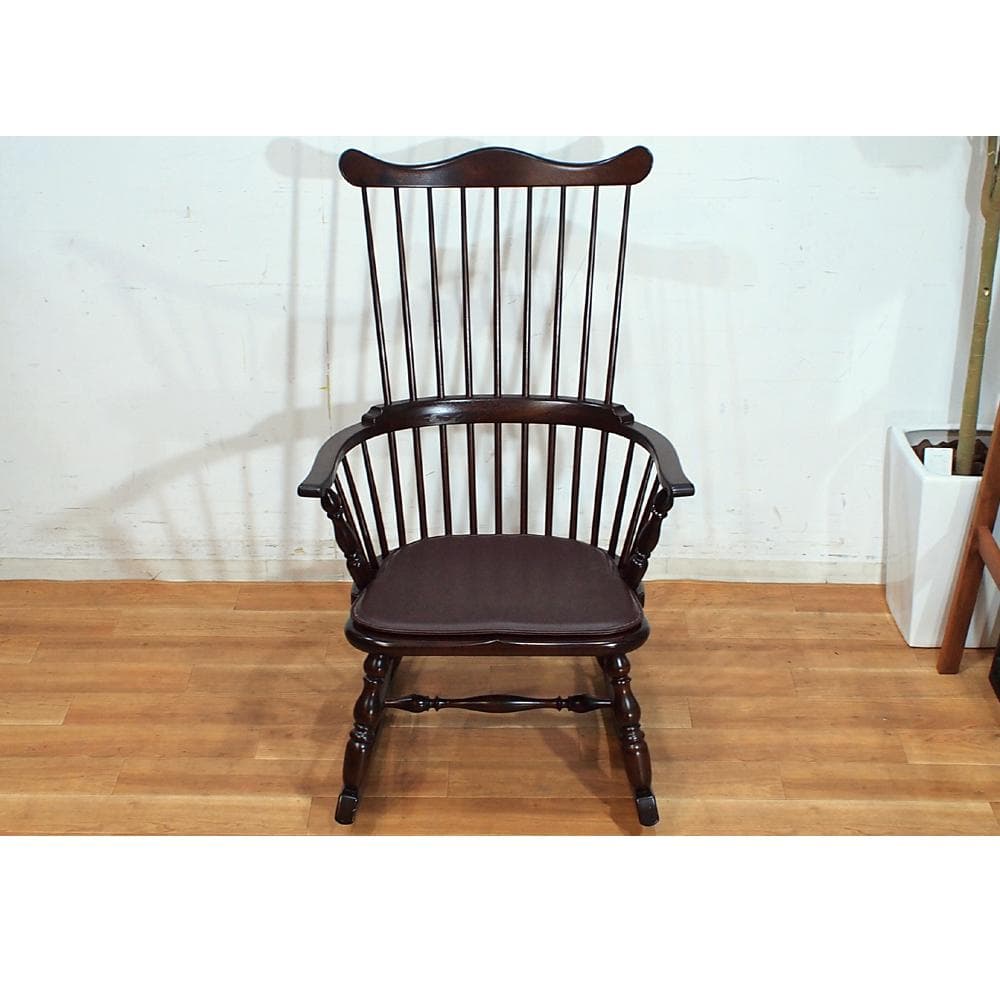 美品 希少 松本民芸家具 コームバックロッキングチェア ミズメザクラ×ナラ