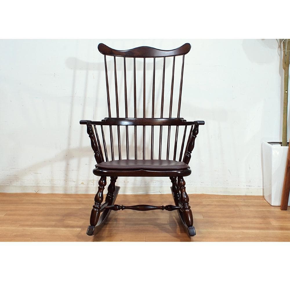 美品 希少 松本民芸家具 コームバックロッキングチェア ミズメザクラ×ナラ