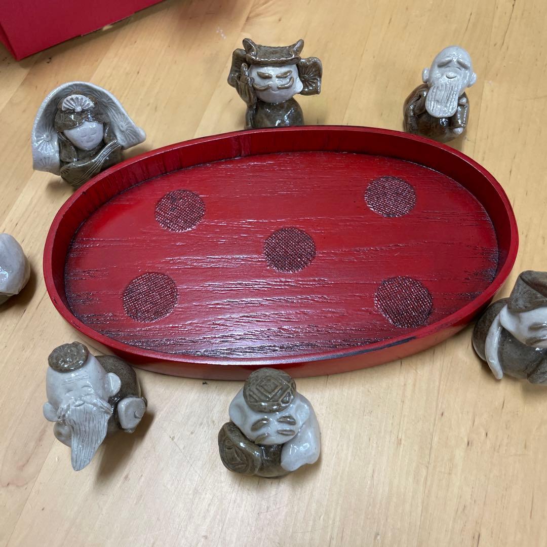 手造り　七福神　お盆付き