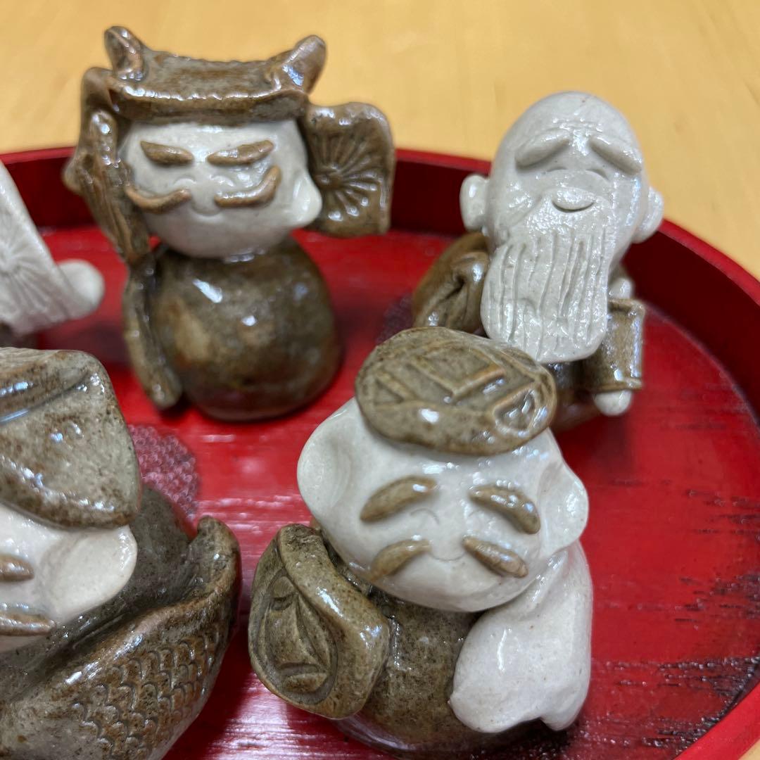 手造り　七福神　お盆付き