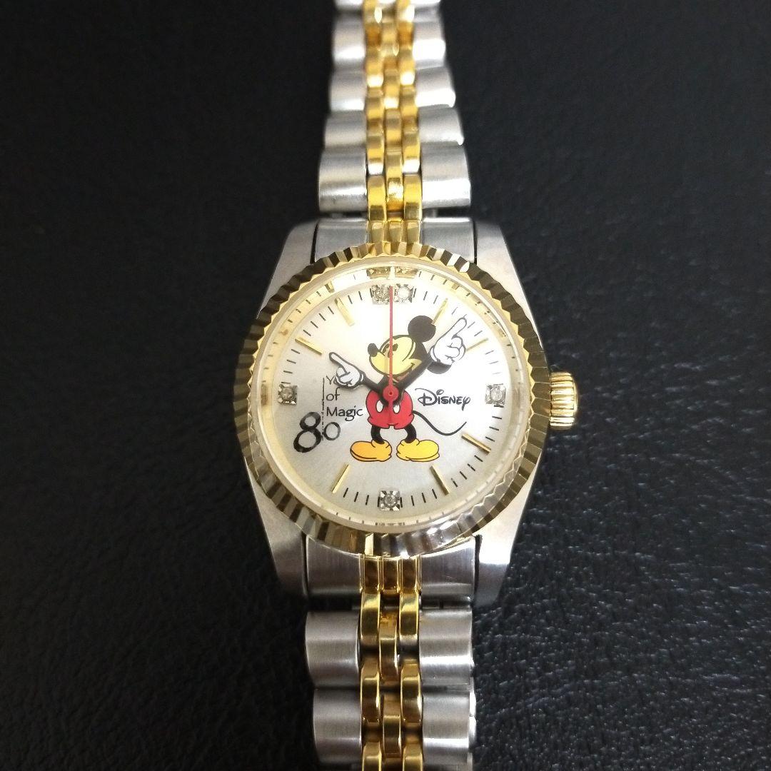 希少 限定品ミッキーマウス 80周年記念 ダイヤ付き レディース腕時計