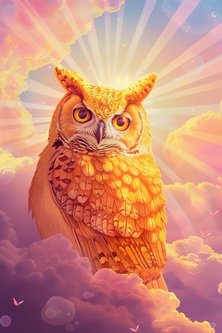 幸福繁栄✨梟 （ふくろう）✨No.23【開運•風水•絵画風•ヒーリング