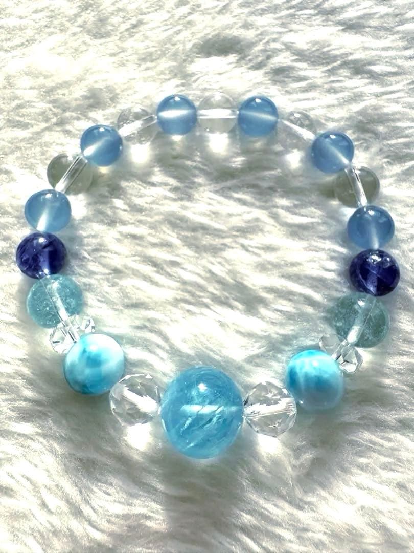 アクアマリン ラリマー タンザナイト シーブルーカルセドニー ブレスレット