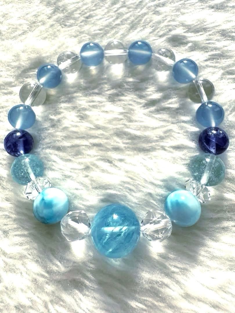 アクアマリン ラリマー タンザナイト シーブルーカルセドニー ブレスレット