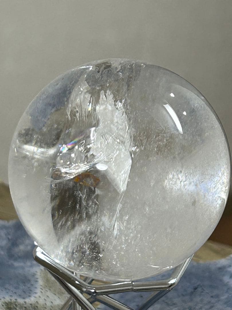 水晶インクォーツ　スフィア　 虹　天然石　置物