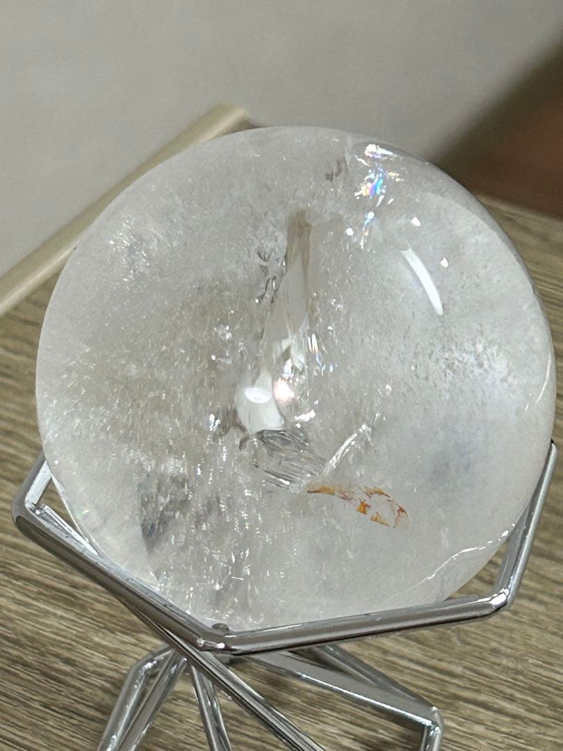 水晶インクォーツ　スフィア　 虹　天然石　置物