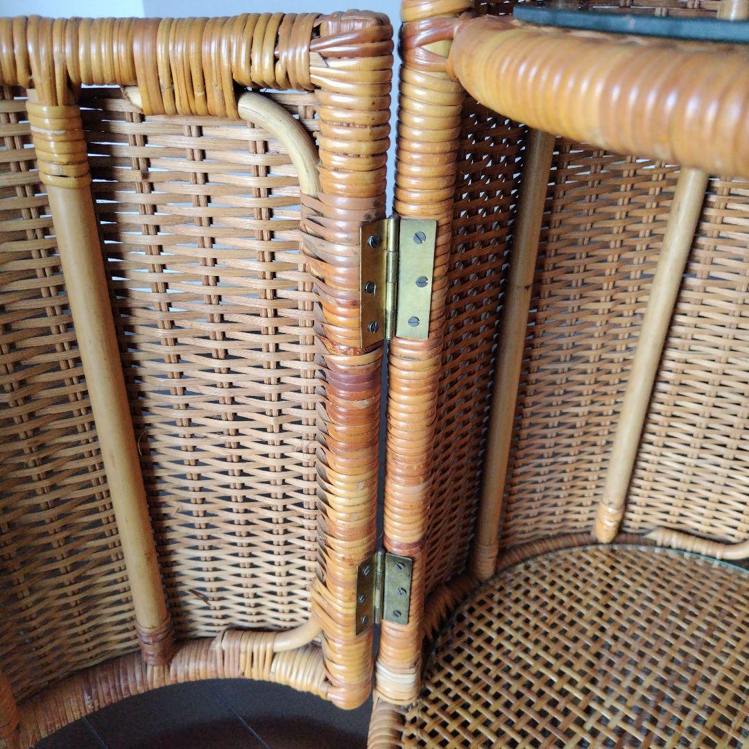 美品です！レトロ ラタン キャビネット 飾り棚 ガラス別売り