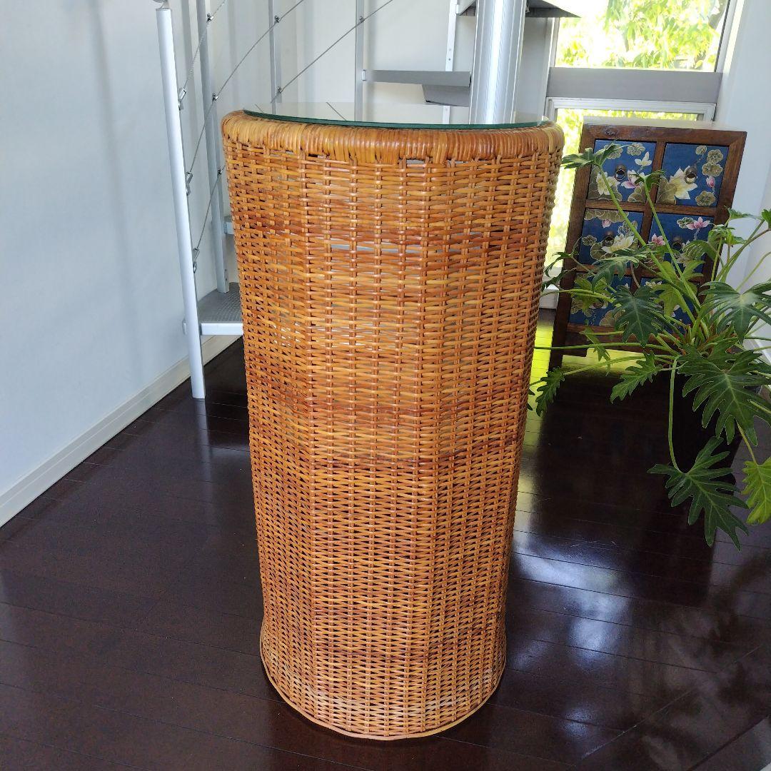 美品です！レトロ ラタン キャビネット 飾り棚 ガラス別売り