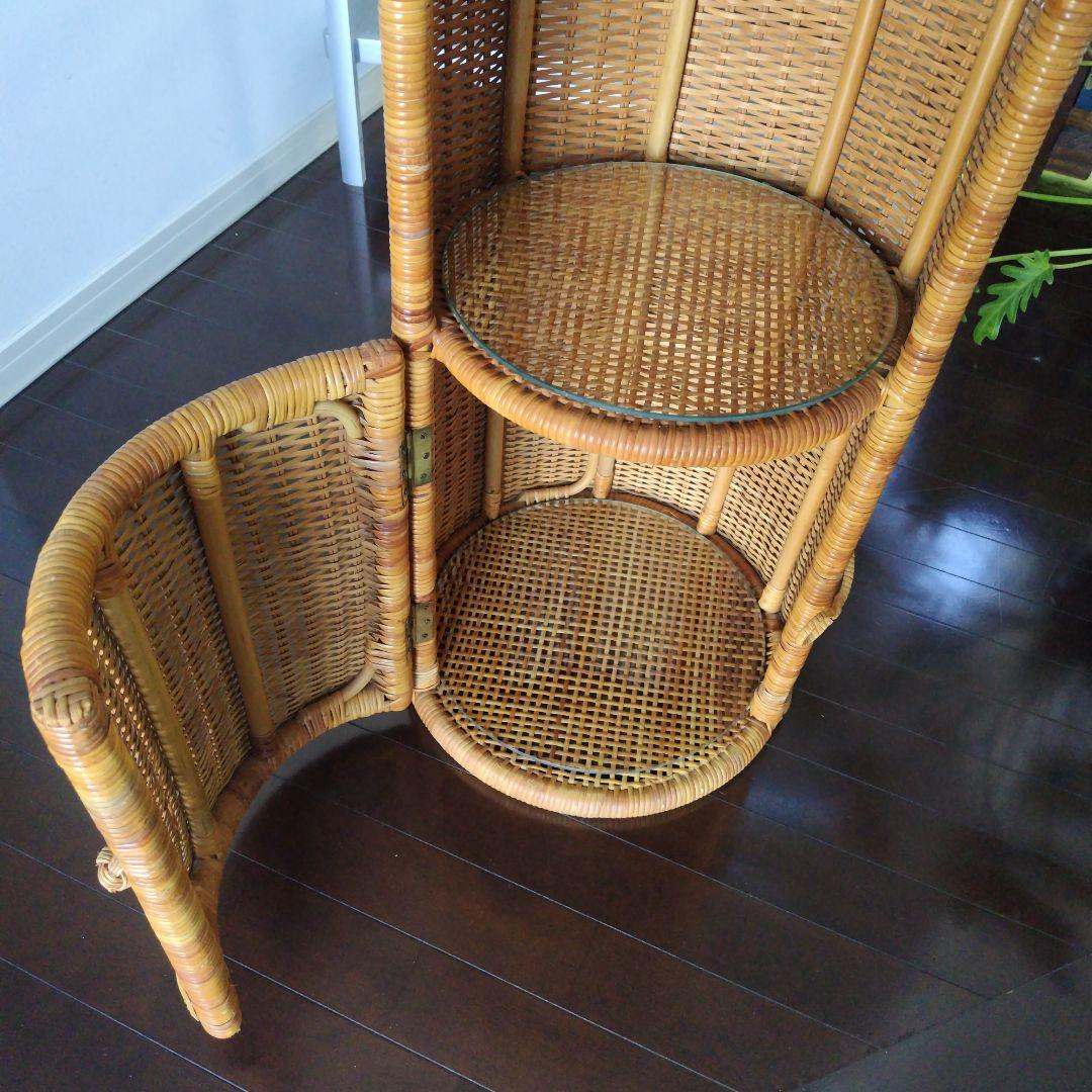 美品です！レトロ ラタン キャビネット 飾り棚 ガラス別売り